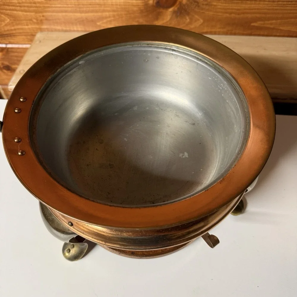Chafing Dish Copper and Brass Cookware Food Warming Tray Vintage 1960s